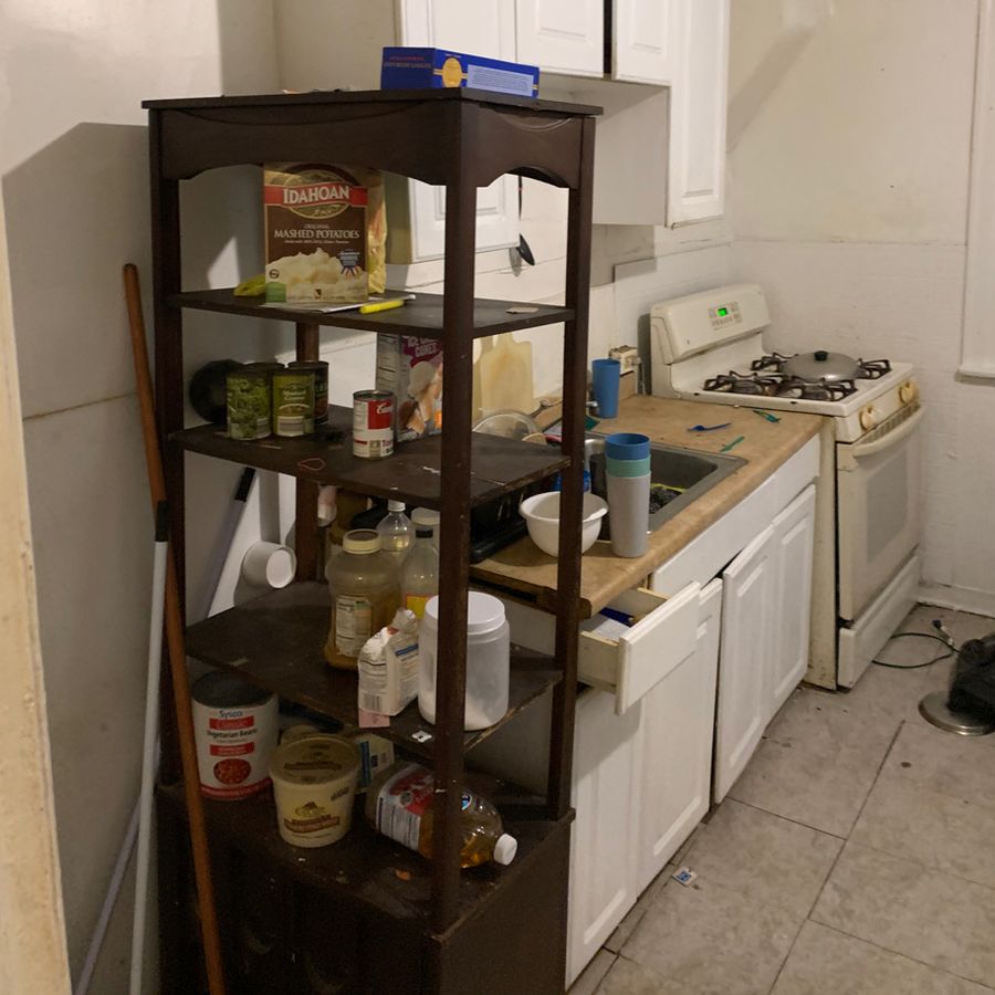 Peach kitchen, before